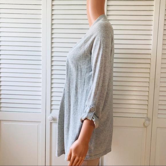 EXPRESS Gray Cotton Open Front Cardigan Size Medium - Picture 3 of 7